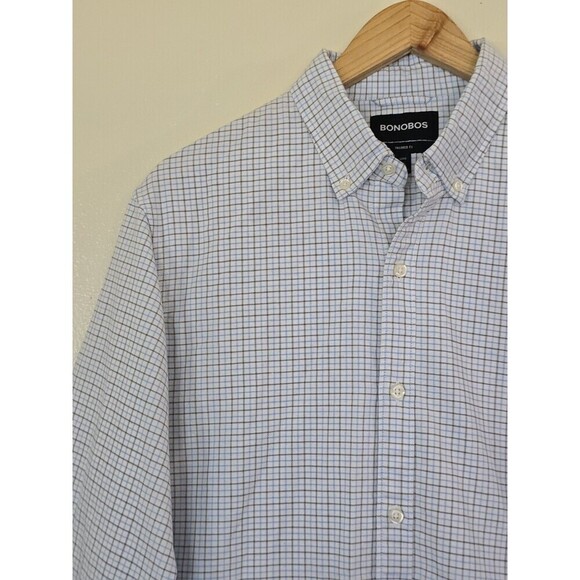 Bonobos Tailored Fit Shirt Mens Size Large Long Heavyweight Cotton Plaid Print - Picture 4 of 12